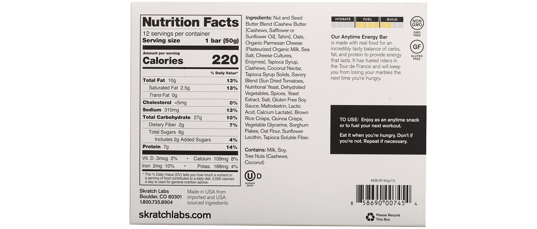 Skratch Labs Anytime Energy Bar 12-Pack