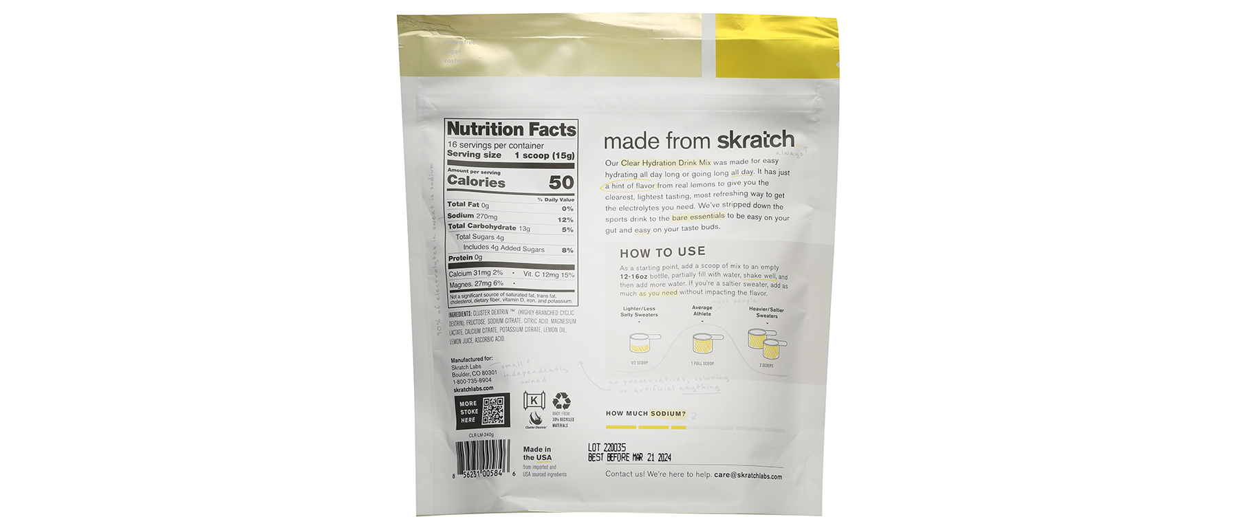 Skratch Labs Clear Hydration Drink Mix 16-Serving Excel Sports