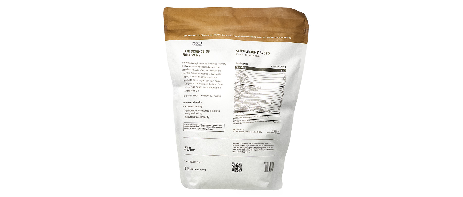 First Endurance Ultragen Recovery Drink Mix 15 Servings