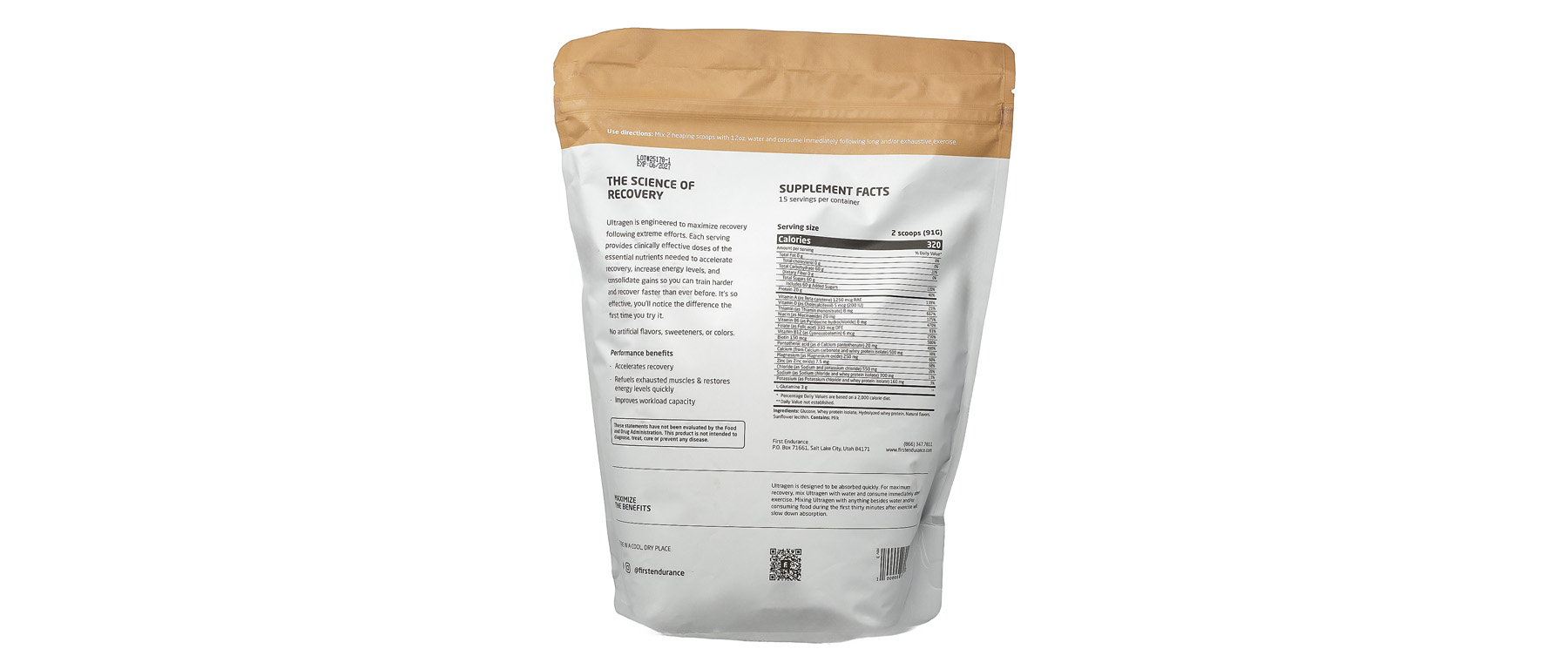 First Endurance Ultragen Recovery Drink Mix 15 Servings